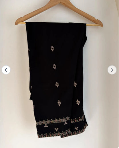 Black Embroidered 2PC Suit – Premium Micro Stitch Kameez & Pants