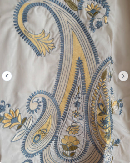 Cream Embroidered Paisley Kurti – Cotton One Piece for Women